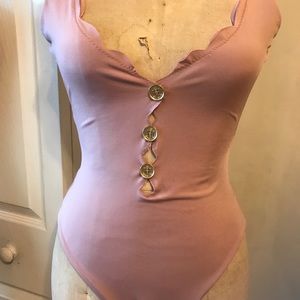 Custom Made one piece bathsuit in blush rose color